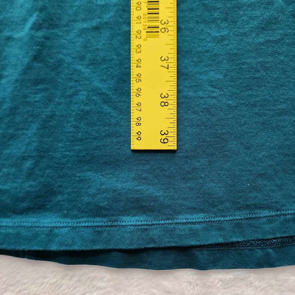 Uniqlo Puff Sleeve Midi Dress Womens Large Teal Cotton Knit Pockets Minimalist - Picture 12 of 13